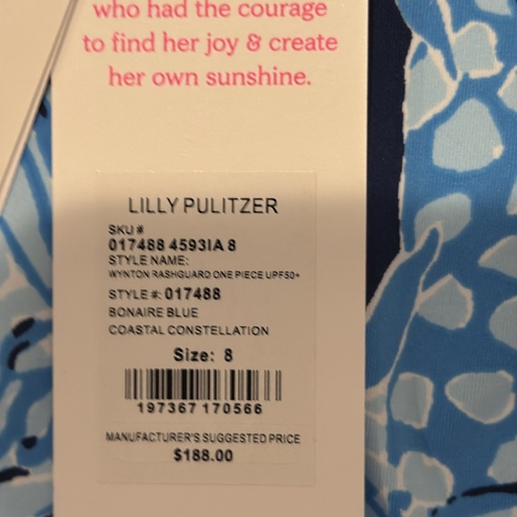 Lilly Pulitzer One Piece Rash-guard Swimsuit. Size 8 - Picture 8 of 12